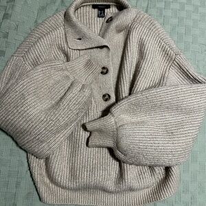 Forever 21 Cream Button-Up Sweater
